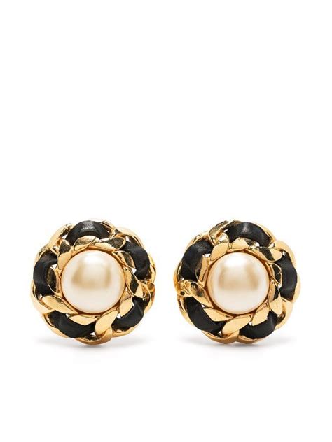 chanel pearl earrings long|pre owned chanel earrings.